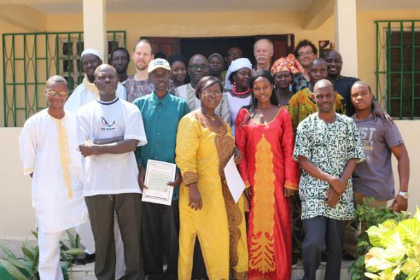 Participants in the training project at Fajara in Nov 2013, including the Director General of the NCAC, Baba Ceesay (centre, with glasses), and senior technician on the project, Alieu Jawara (front left)